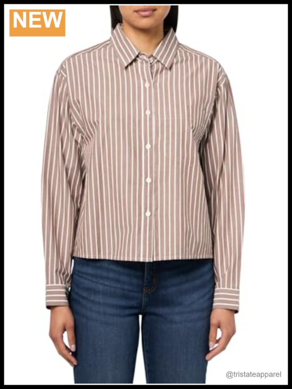 Cropped Poplin Button Down Shirt - 100% Cotton